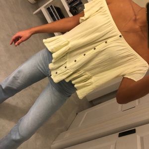 Free people pastel yellow off the shoulder top